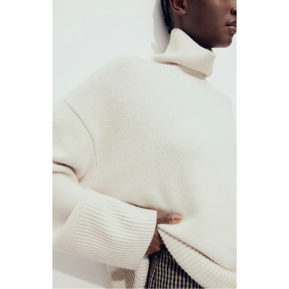 NWOT H&M Premium Cashmere and Wool Blend Turtleneck Sweater size medium - Picture 4 of 6